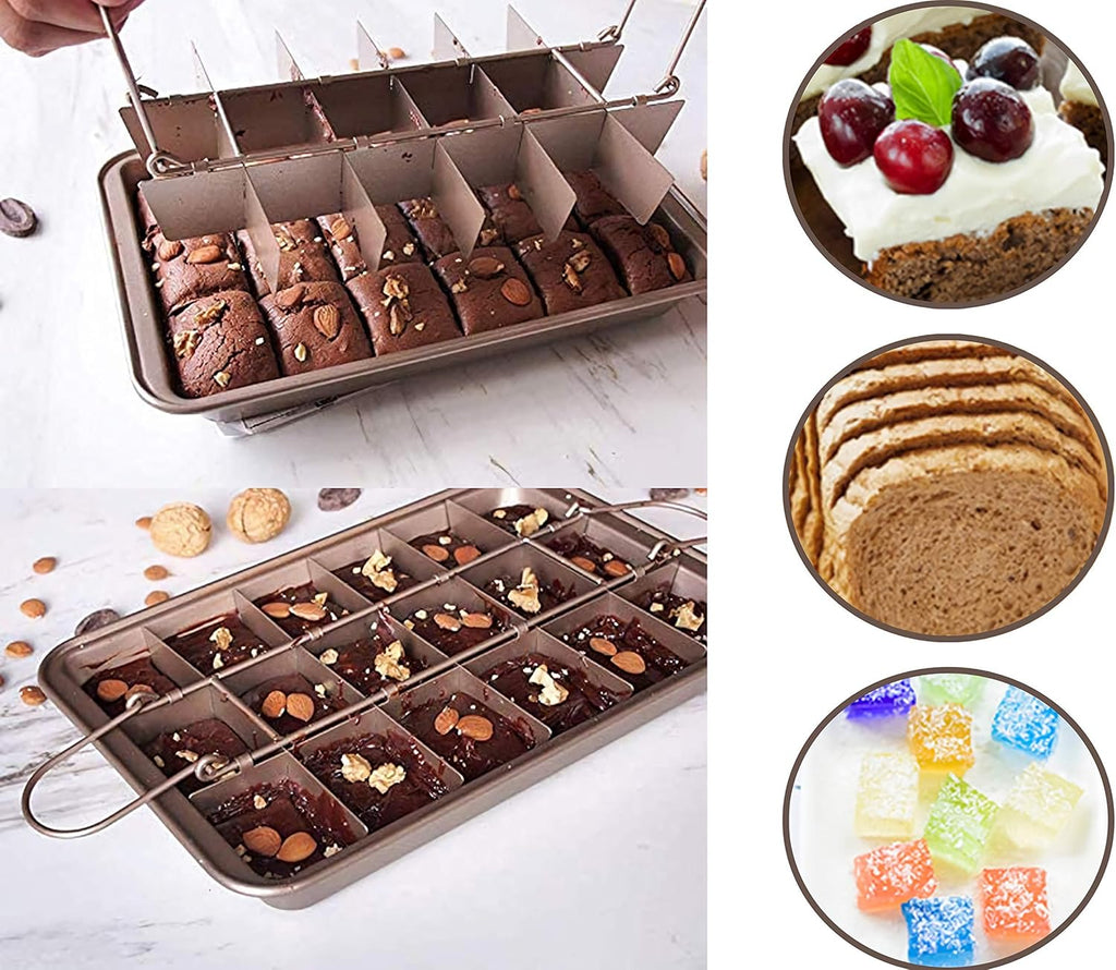 Non Stick Carbon Steel Brownie Pan with Built-in Slicer D342