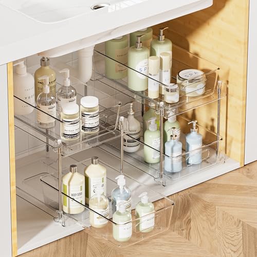 4 Pack Clear 2 Tier Under Sink Organizer with Track L5743