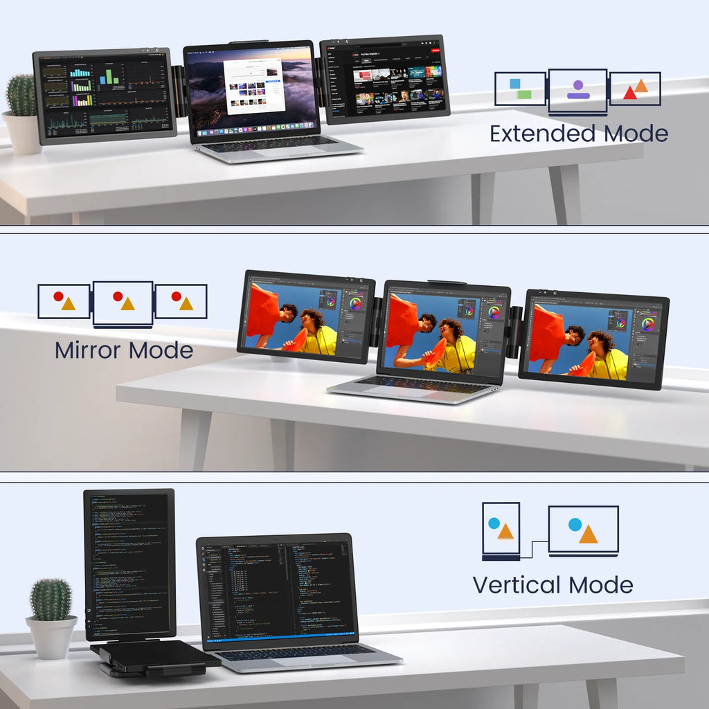Triple Portable Monitor for Laptop 12inch Dual Screen 1080P L103023