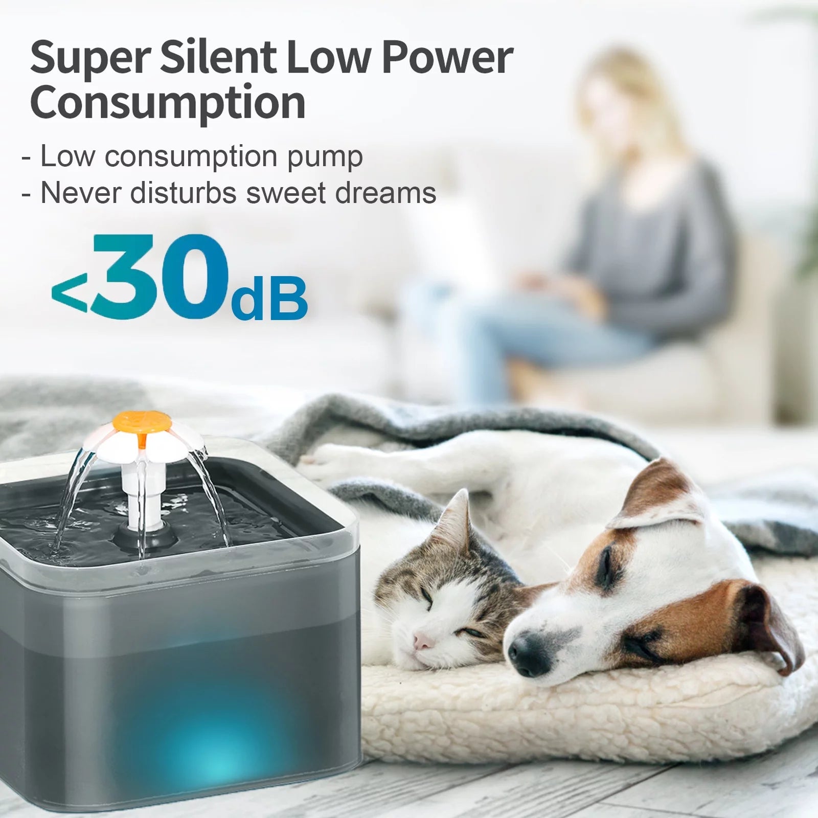 Black 2L Pet Water Fountain with Replacement Filters Q6734