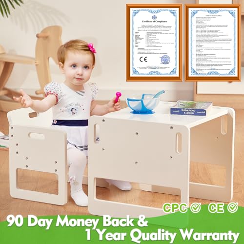 Pink Solid Wood Toddler Table and Chair Set H948