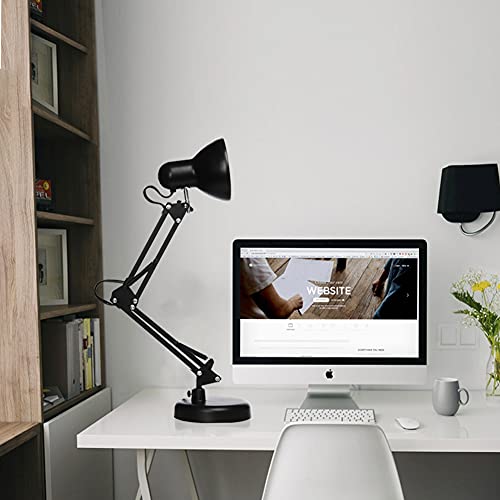 Led Desk Lamp with Clamp, Swing Arm, Folding Table Lamp, Black J325183