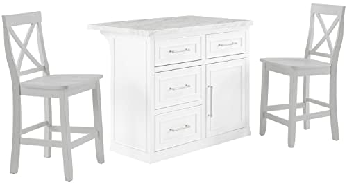 White Faux Marble Top Kitchen Island W448747
