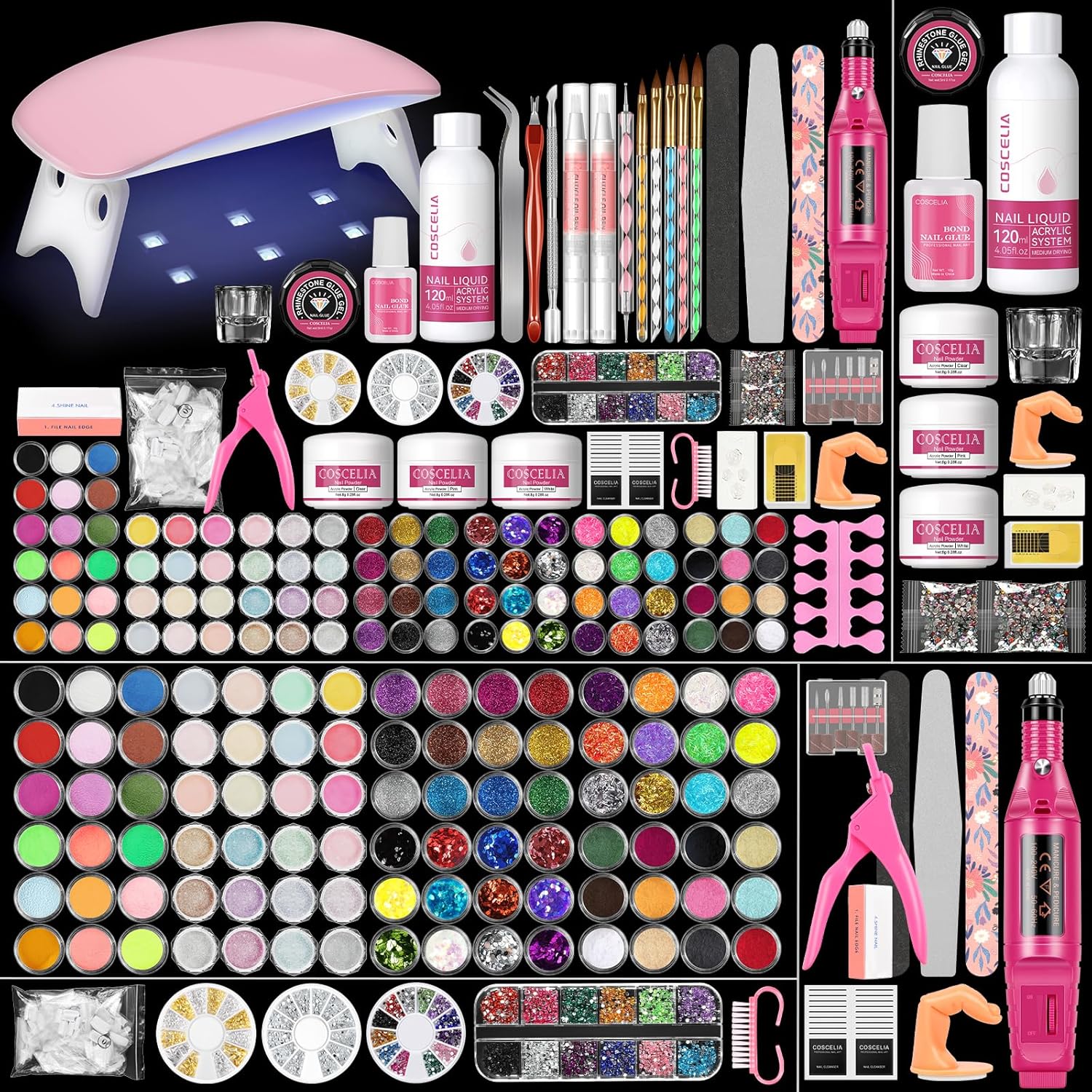 45pcs Acrylic Nail Kit with Drill and UV Light I5763