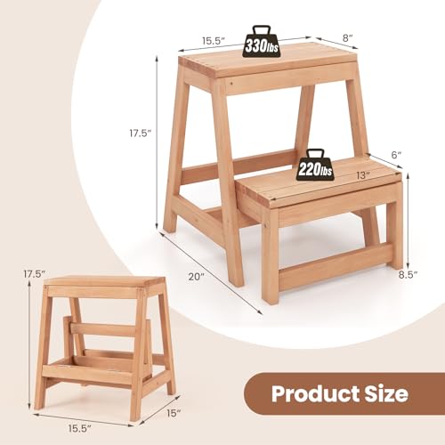 Wooden 2-Step Folding Step Stool B50450