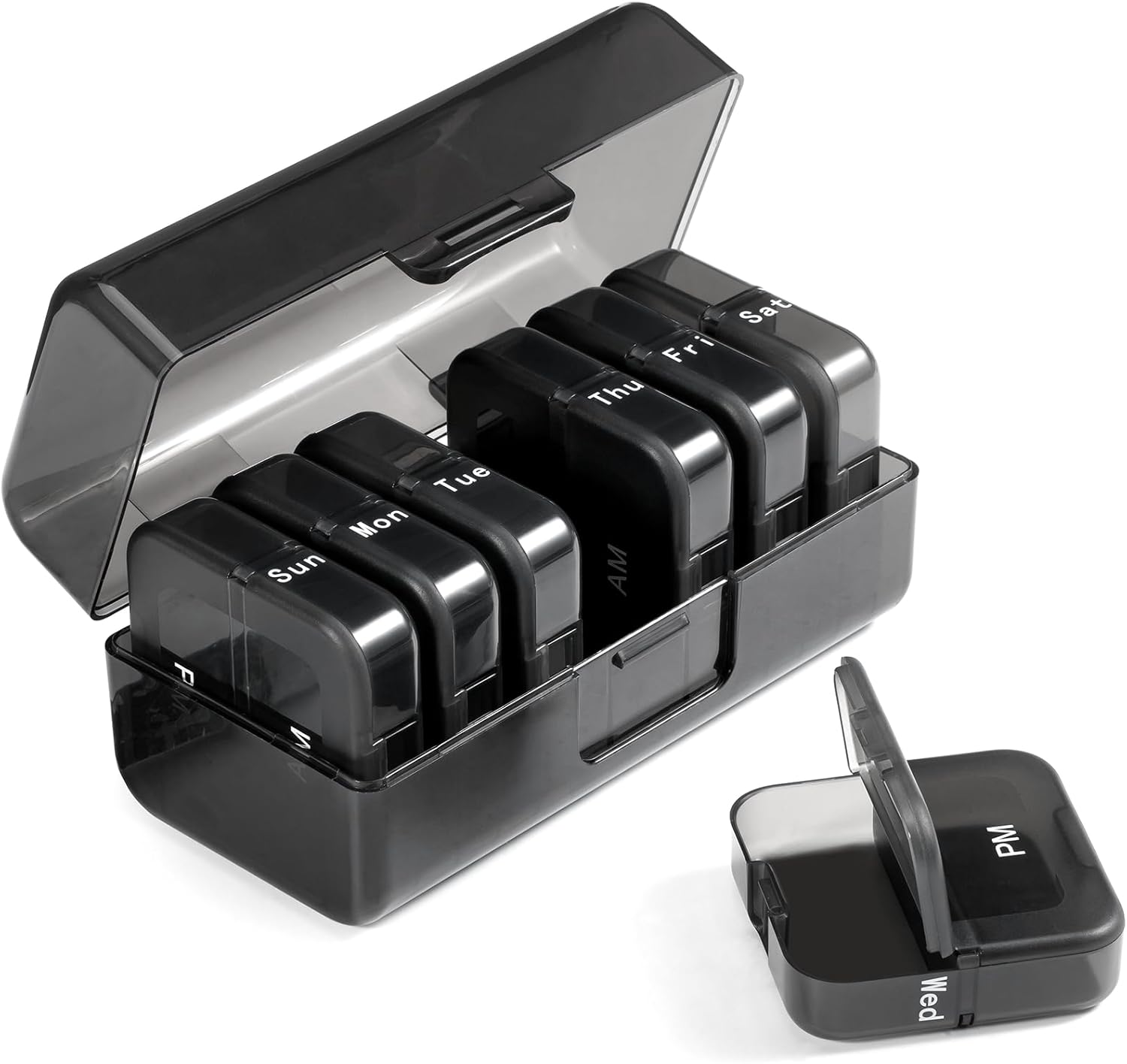 Black Weekly Pill Organizer 7 Day N278