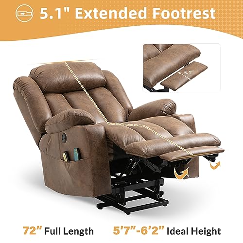 Large Electric Power Lift Recliner Chair with Extended Footrest Brown I377
