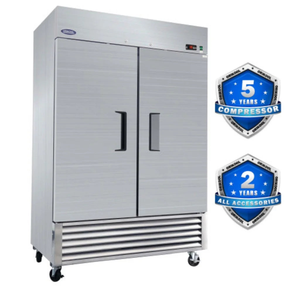 54" Commercial Refrigerator 49 Cu.ft 2 Solid Door Reach-In Stainless Steel Upright Fridge L503801
