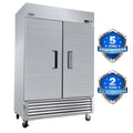 54" Commercial Refrigerator 49 Cu.ft 2 Solid Door Reach-In Stainless Steel Upright Fridge L503801