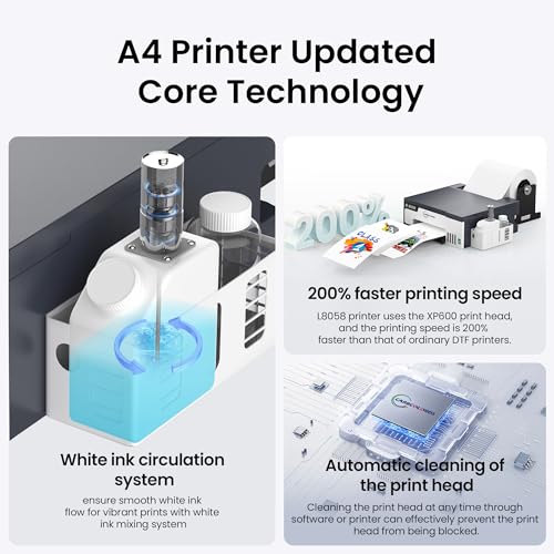 A4 DTF Printer with White Ink Mixing System and Roll Feeder W911675