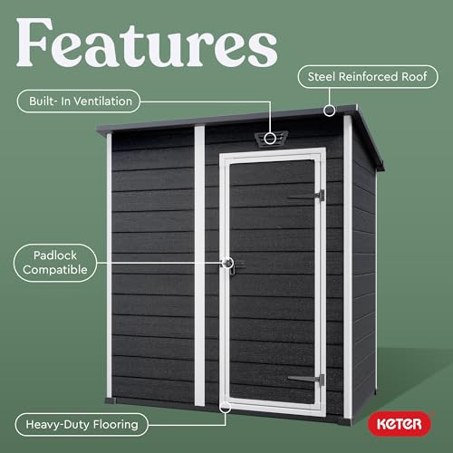 Black and White 4x6 Resin Outdoor Storage Shed K7214