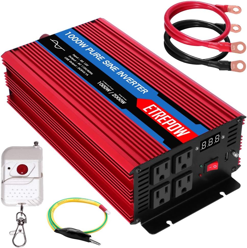 2000 Watt Pure Sine Wave Power Inverter 12V DC to 110V AC R682
