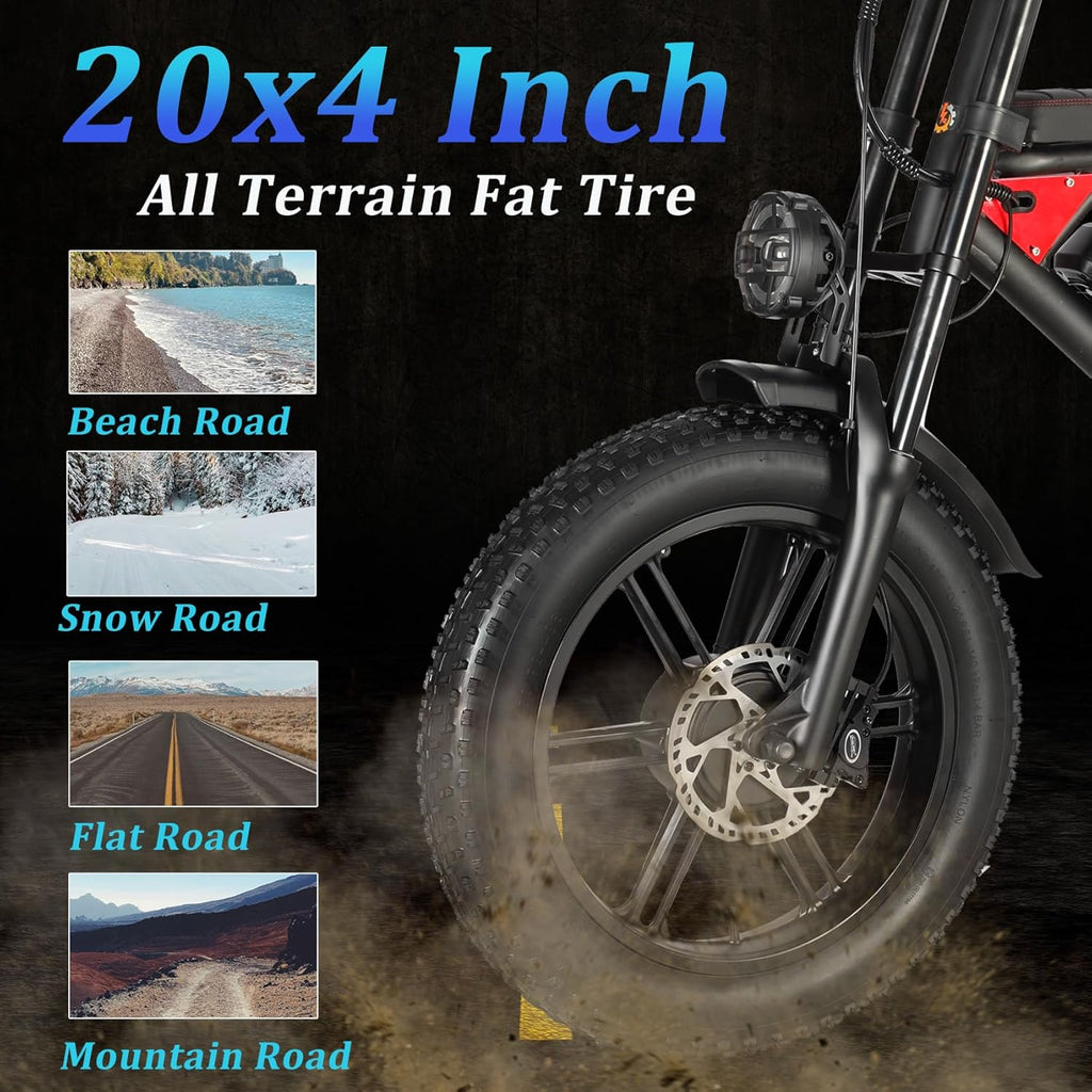 Fat Tire Electric Bike 2000W Dual Motor 20inch 48v 22.4ah F9767