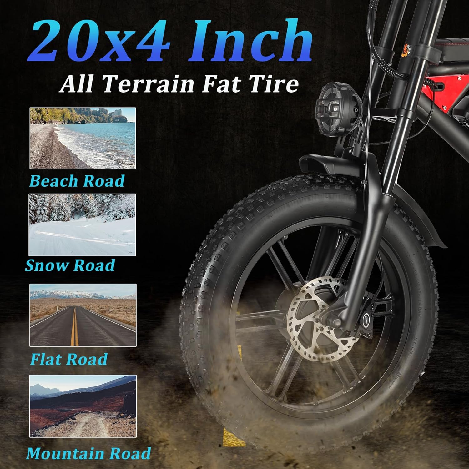 Fat Tire Electric Bike 2000W Dual Motor 20inch 48v 22.4ah F9767