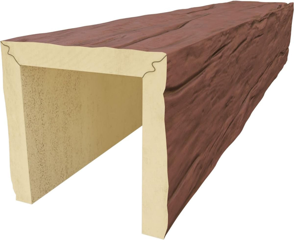 3-Sided Faux Wood Ceiling Beams, 8-in. W x 8-in. H x 8-ft. L, Redwood R1559