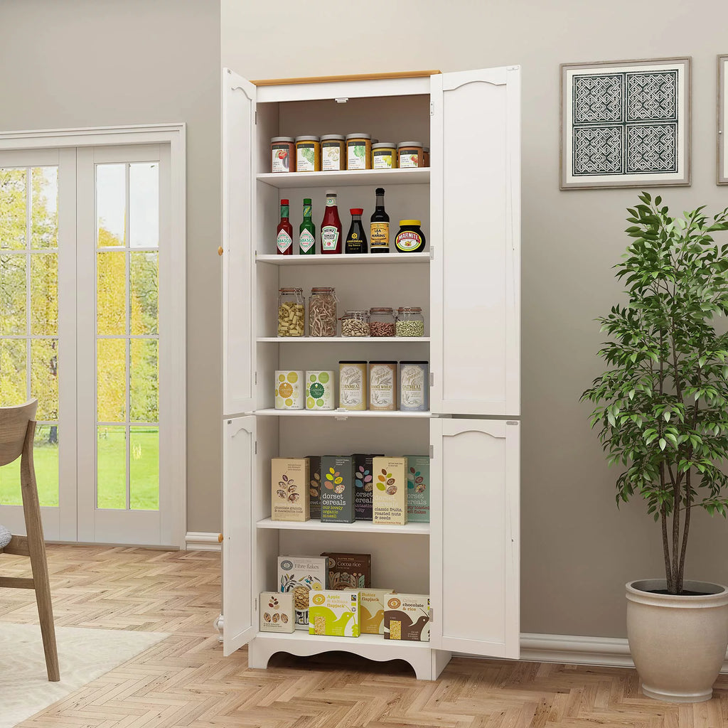 White 4 Door 2 Shelf Tall Kitchen Pantry Cabinet X193403