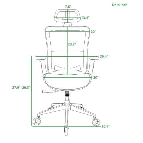 Red Mesh High Back Office Chair with Adjustable Headrest and Flip-Up Arms J91593
