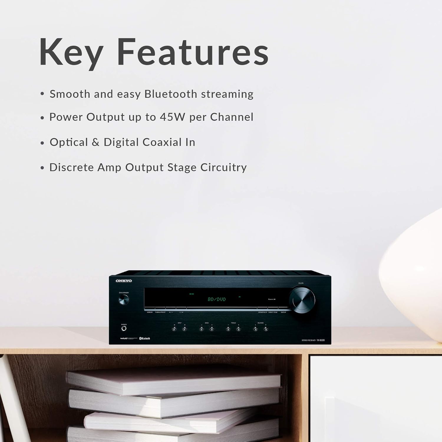 2 Channel Stereo Receiver with Bluetooth, black O2185