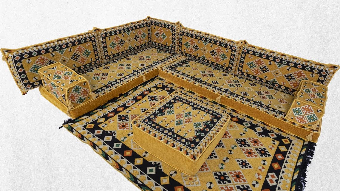 Yellow Arabic Floor Seating Sofa P1055