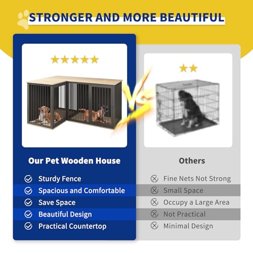 79.1" Large Double Dog Crate with Dividers and Double Doors (Black Gray) M604