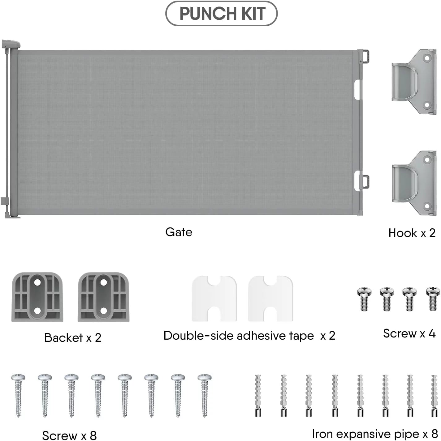 Gray Retractable Baby Gate 33" x 71" G214822