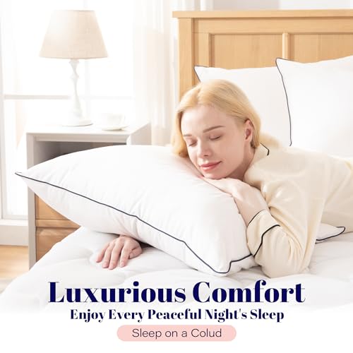 King Size 2 Pack Goose Feather and Down Bed Pillow, 20x36 Inches V380