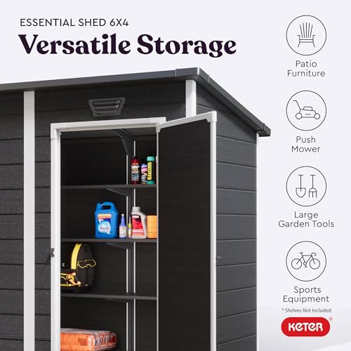 Black and White 4x6 Resin Outdoor Storage Shed K7214