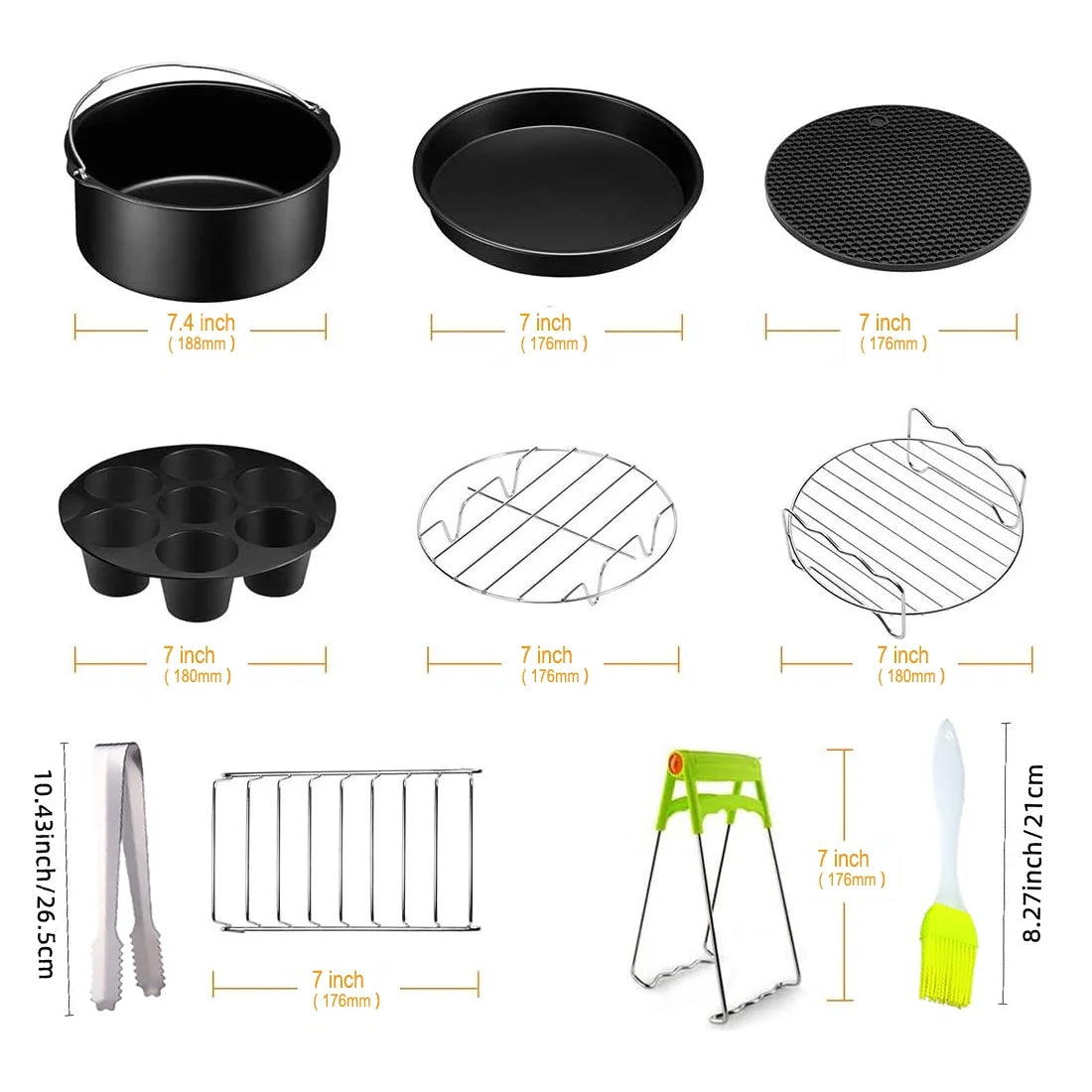 7 Inch Set of 10 Pcs Air Fryer Accessories U6448