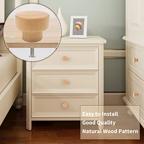 16PCS Unfinished Wood Dresser Knobs, Mushroom Wooden Cabinet Knobs, Round Wood Drawer Knobs Pulls Handle (Diameter: 1.3", Height: 1") K64461