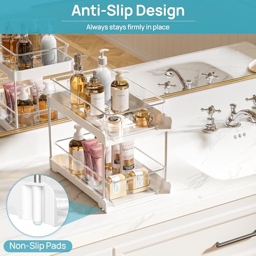 4 Pack Clear 2 Tier Under Sink Organizer with Track L5743
