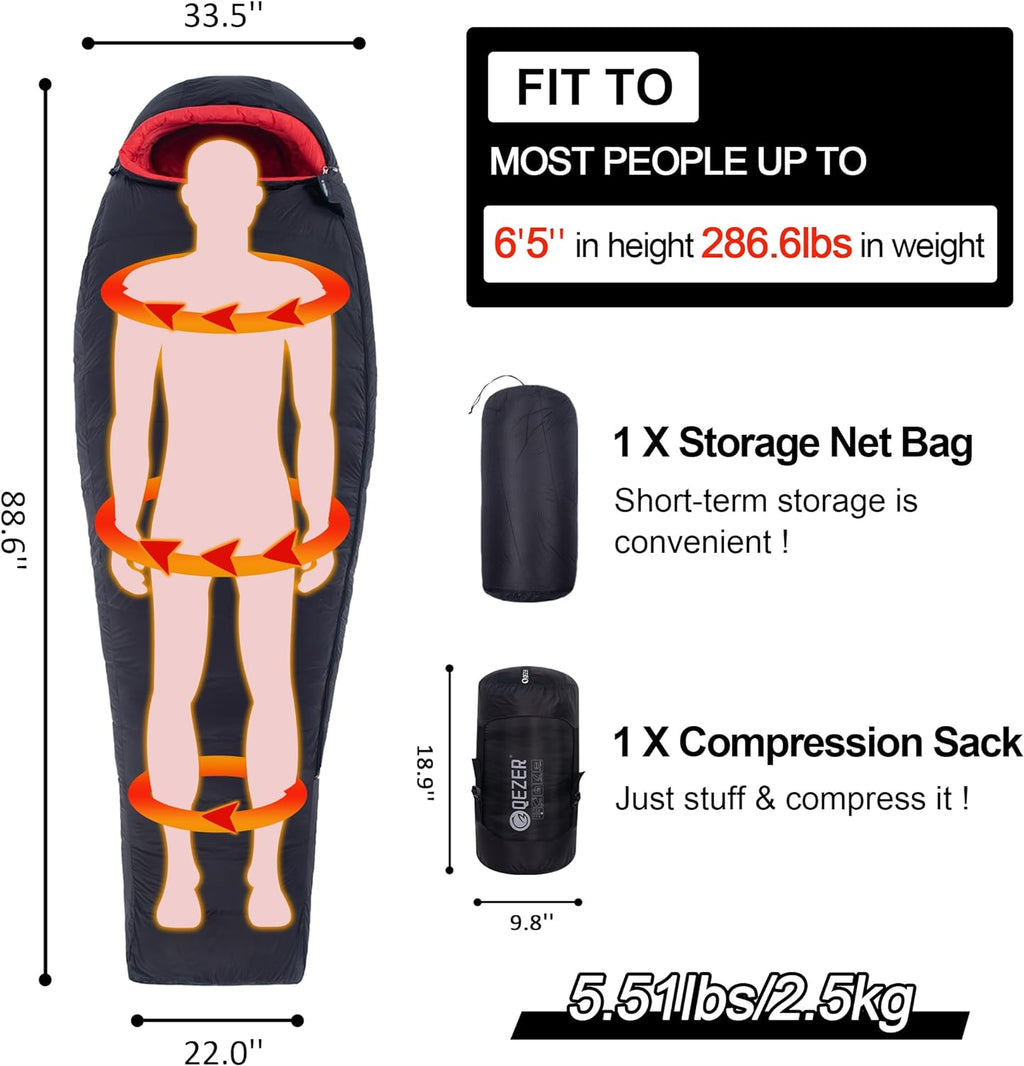 660 Fill Power Down Sleeping Bag -20°F T404