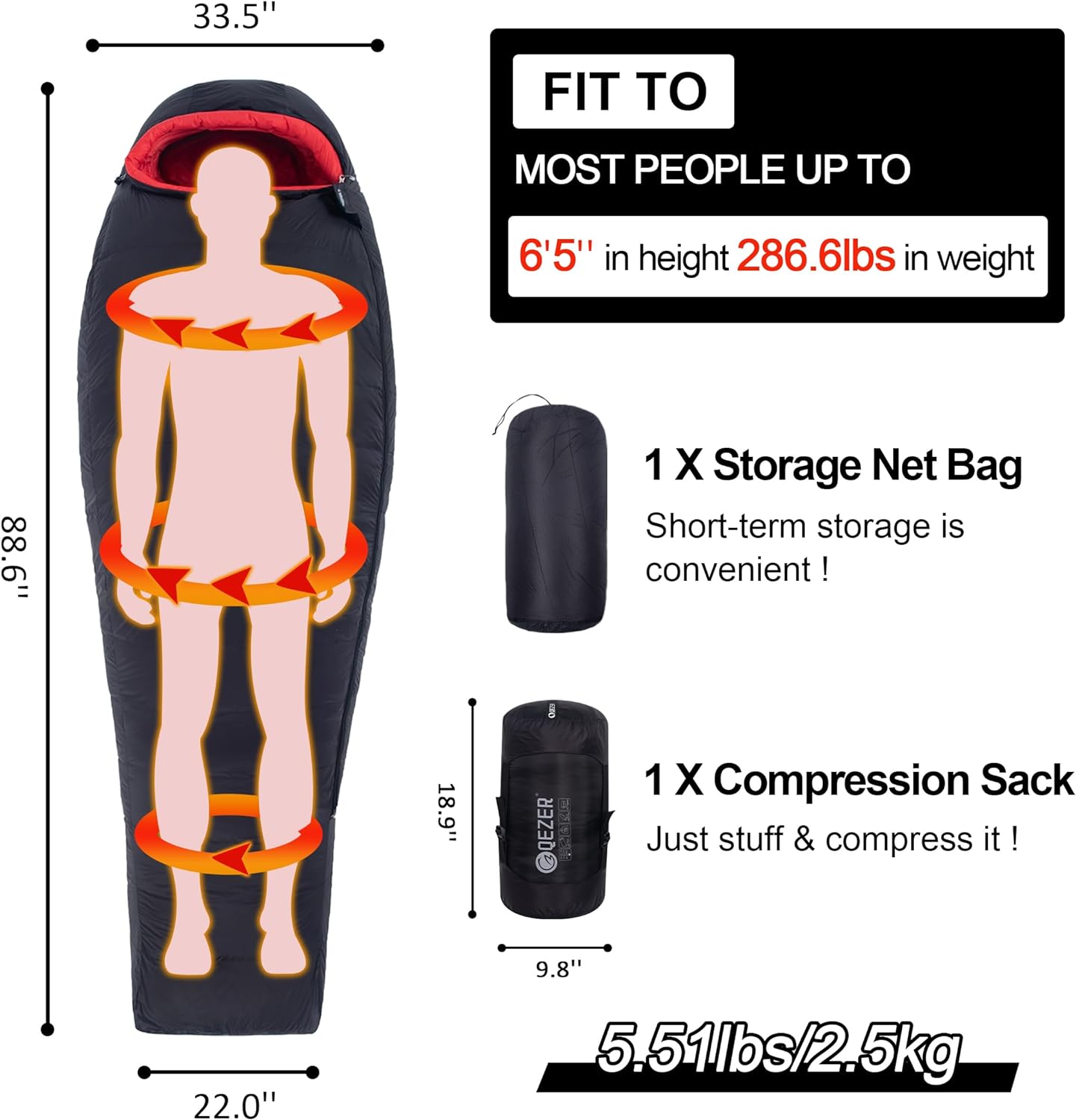 660 Fill Power Down Sleeping Bag -20°F T404