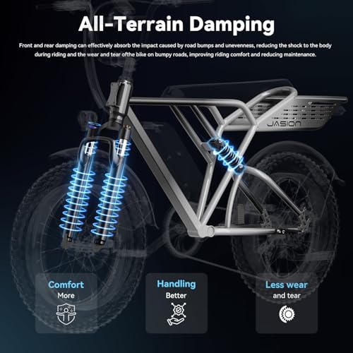 Electric Bike, 1500W Peak Motor, 30MPH, 70Miles, Dual Suspension, 20" Fat Tire, 48V 13Ah Battery Y1988