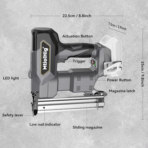 Cordless 18GA Brad Nailer, 18 Gauge Nail Gun, Brushless, 2 Mode, 5/8 to 1-1/4 Inch, Tool Only D90964