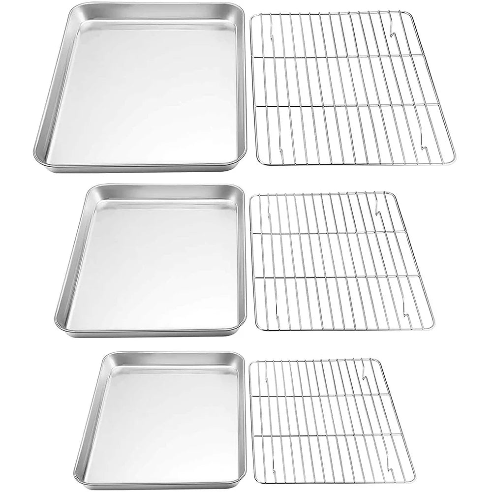 Stainless Steel Baking Sheet with Rack Set, 6 Pieces E814931