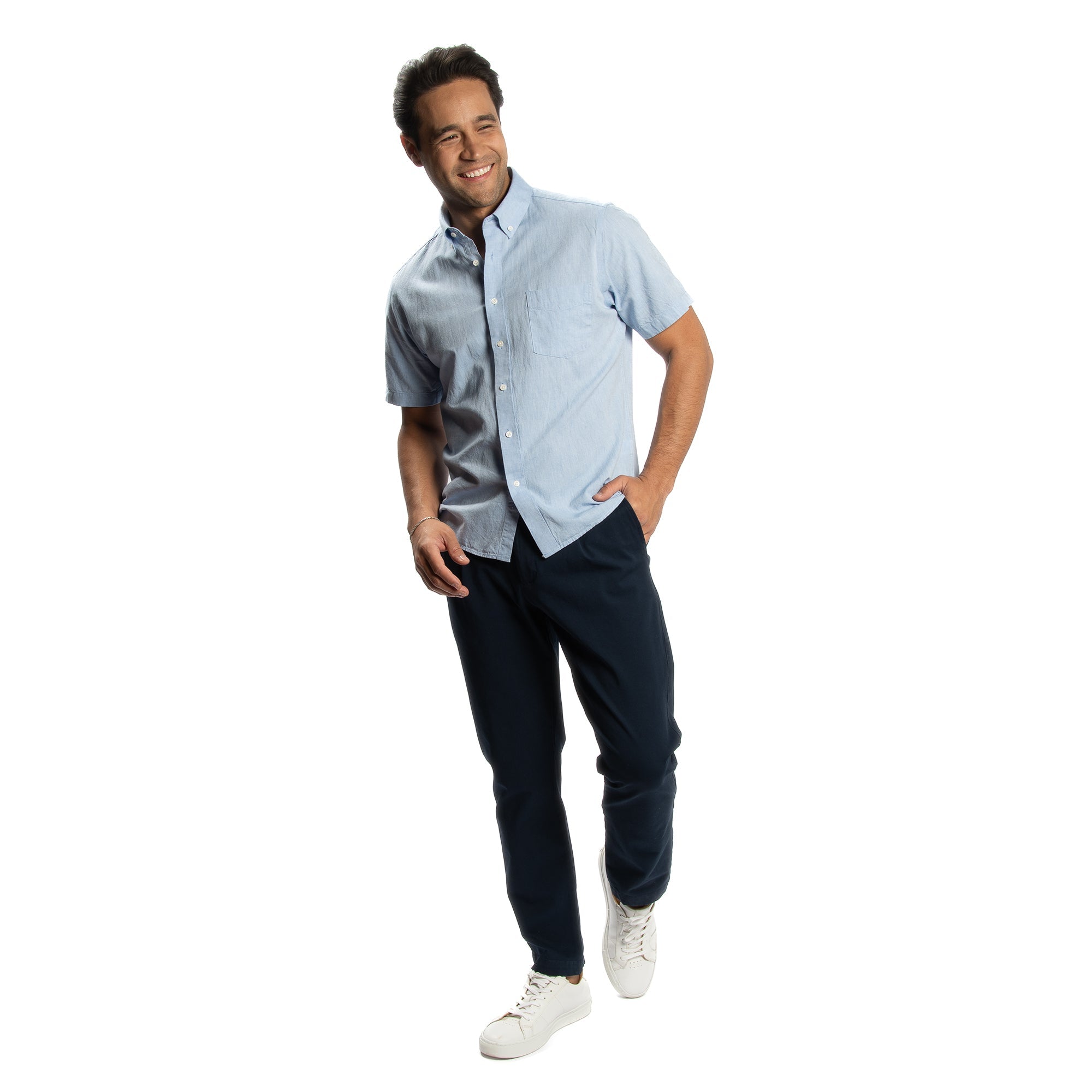 Linen Short Sleever - Blue