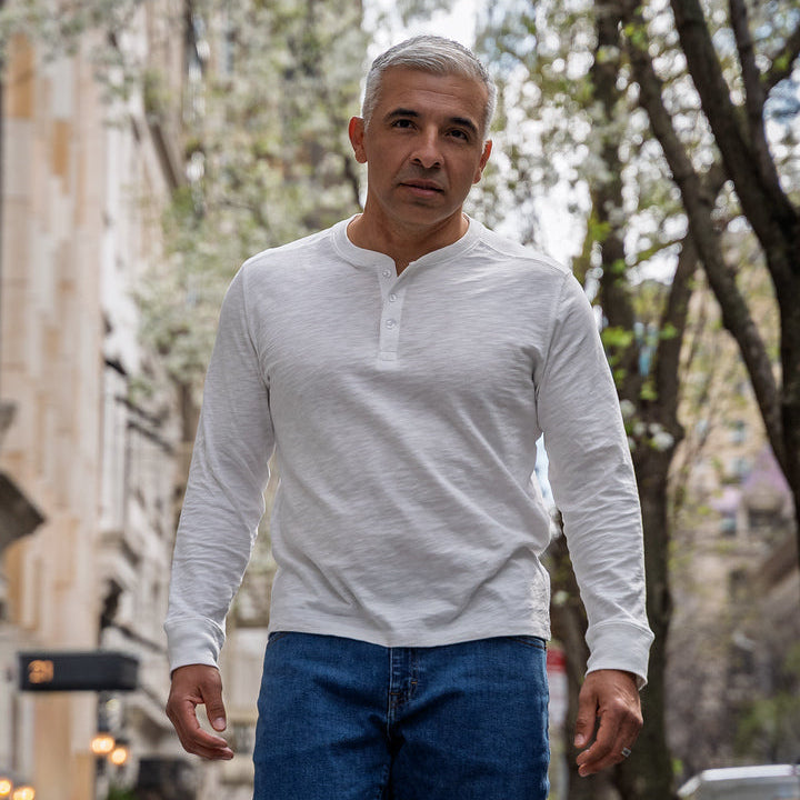 Henley Shirt Long Sleeve - White
