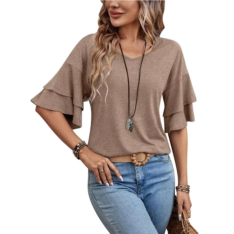 Women's Casual Elegant Streetwear Solid Color Half Sleeve T-Shirts
