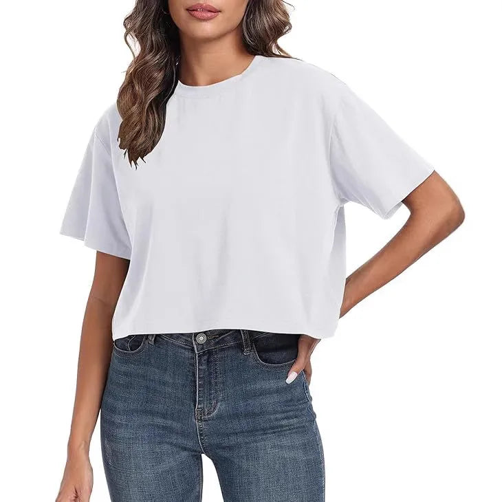 Wholesale Women's Casual Solid Color Short Sleeve T-Shirts