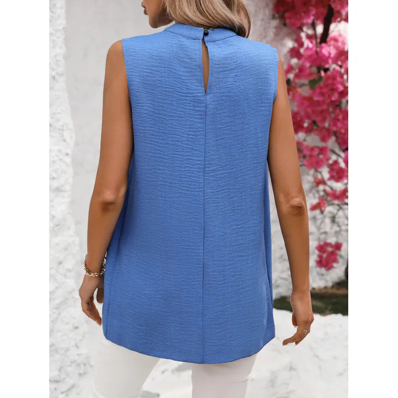 Women's Blouse Sleeveless Blouses Vacation Simple Style Solid Color