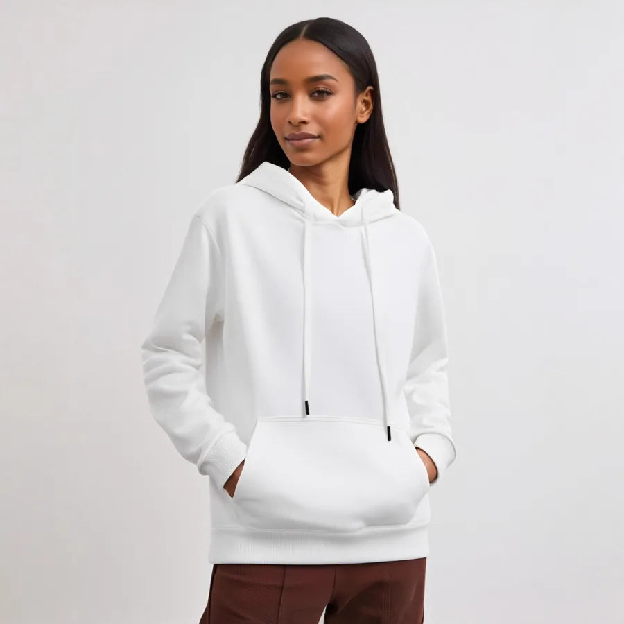 Double-layer Cotton Hooded Sweatshirt 300g Women's Loose Fit Casual Long Sleeve Autumn Wear