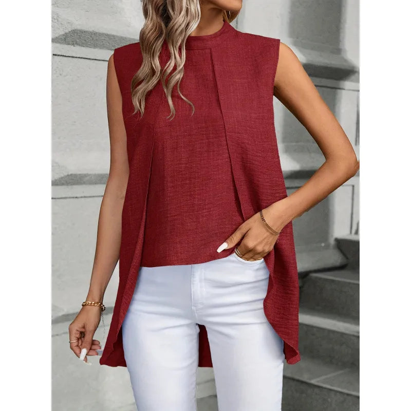Women's Blouse Sleeveless Blouses Vacation Simple Style Solid Color